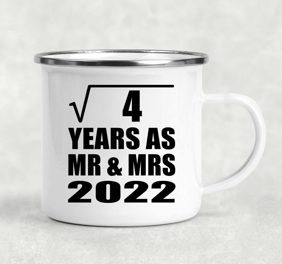 2nd Anniversary Square Root of 4 Years As Mr & Mrs 2022 - 12oz Camping Mug