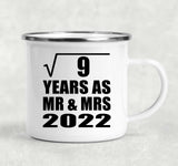 3rd Anniversary Square Root of 9 Years As Mr & Mrs 2022 - 12oz Camping Mug