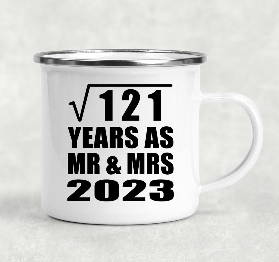11th Anniversary Square Root of 121 Years As Mr & Mrs 2023 - 12oz Camping Mug