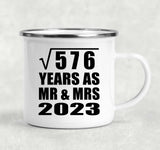 24th Anniversary Square Root of 576 Years As Mr & Mrs 2023 - 12oz Camping Mug