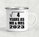2nd Anniversary Square Root of 4 Years As Mr & Mrs 2023 - 12oz Camping Mug