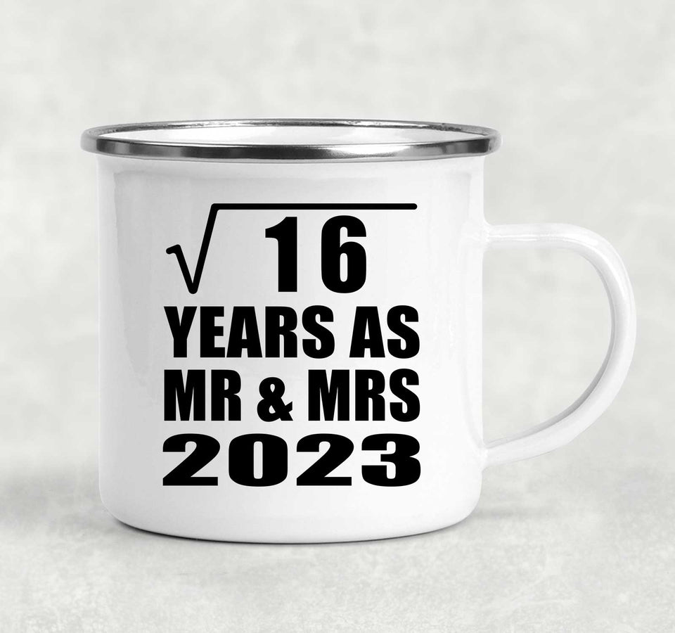 4th Anniversary Square Root of 16 Years As Mr & Mrs 2023 - 12oz Camping Mug