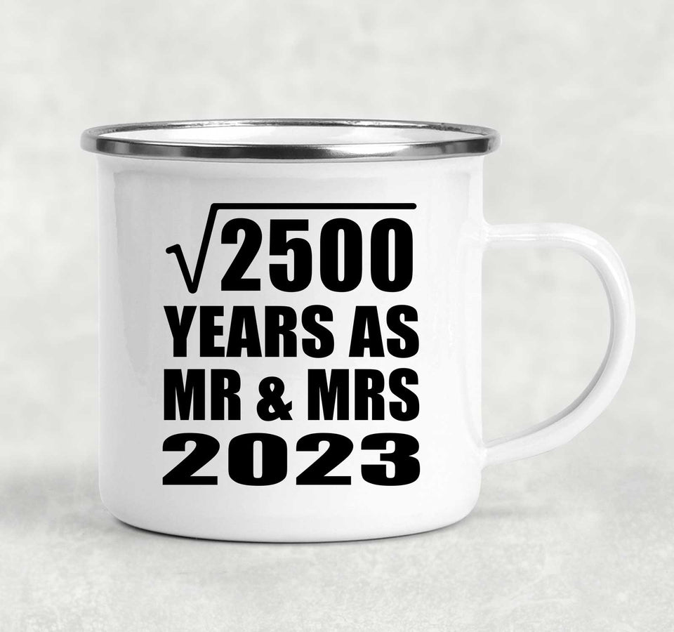 50th Anniversary Square Root of 2500 Years As Mr & Mrs 2023 - 12oz Camping Mug