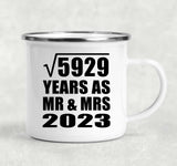 77th Anniversary Square Root of 5929 Years As Mr & Mrs 2023 - 12oz Camping Mug