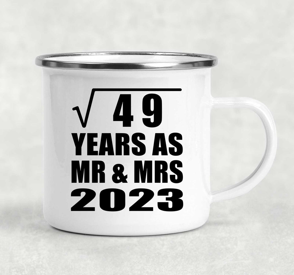 7th Anniversary Square Root of 49 Years As Mr & Mrs 2023 - 12oz Camping Mug
