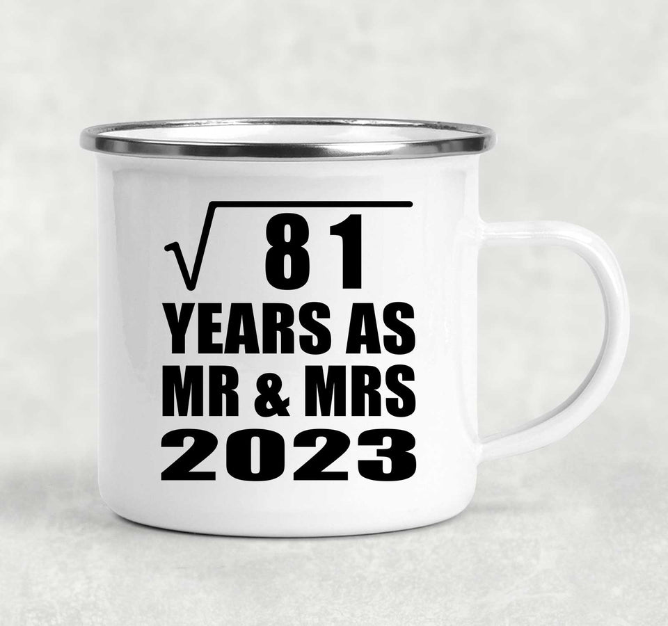 9th Anniversary Square Root of 81 Years As Mr & Mrs 2023 - 12oz Camping Mug
