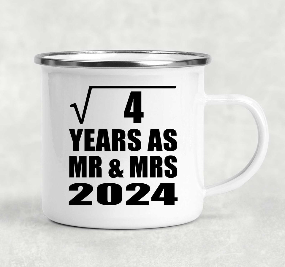 2nd Anniversary Square Root of 4 Years As Mr & Mrs 2024 - 12oz Camping Mug