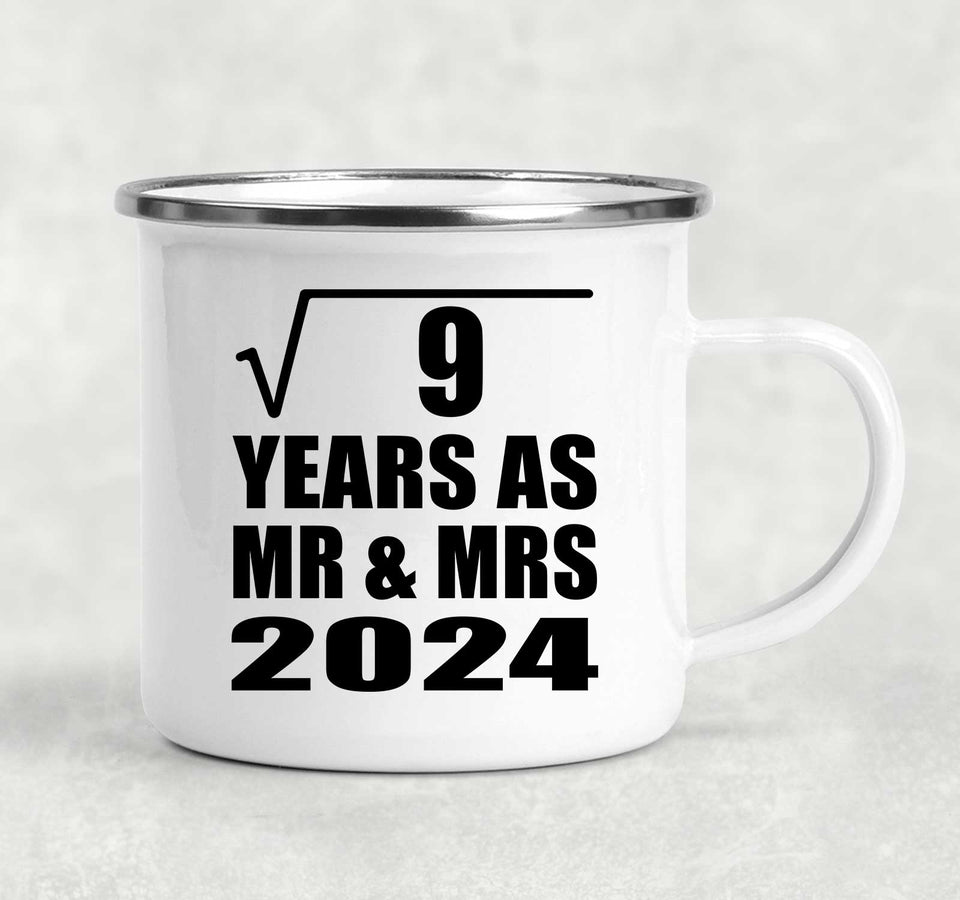 3rd Anniversary Square Root of 9 Years As Mr & Mrs 2024 - 12oz Camping Mug