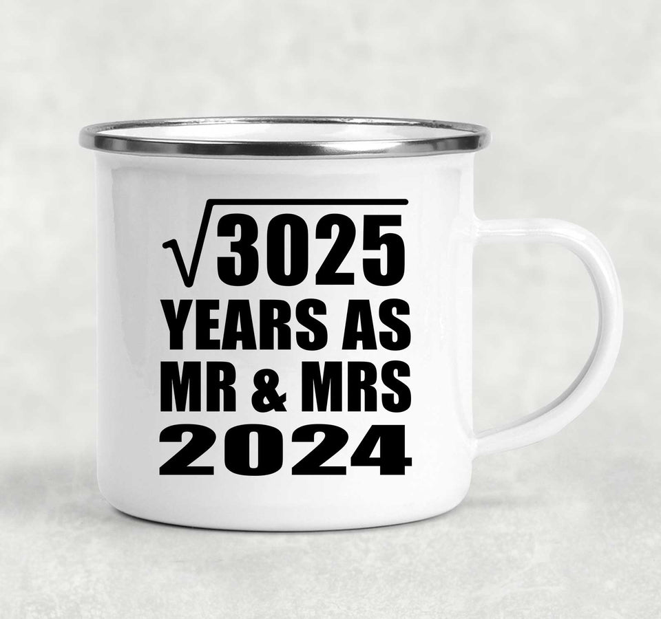 55th Anniversary Square Root of 3025 Years As Mr & Mrs 2024 - 12oz Camping Mug