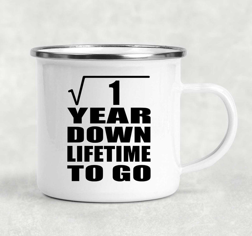 1st Anniversary Square Root of 1 Year Lifetime To Go - 12oz Camping Mug