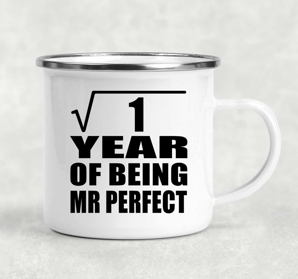 1st Anniversary Square Root of 1 Year of Mr Perfect - 12oz Camping Mug