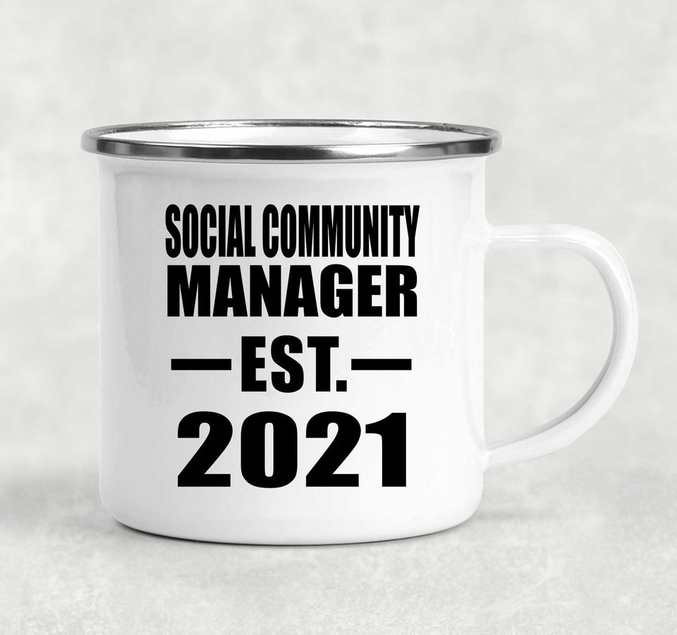 Social Community Manager Established EST. 2021 - 12oz Camping Mug