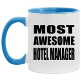 Most Awesome Hotel Manager - 11oz Accent Mug Blue