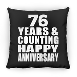 Happy 76th Anniversary 76 Years & Counting - Throw Pillow Black