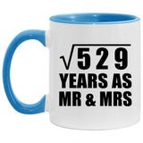23rd Anniversary Square Root of 529 Years As Mr & Mrs - 11oz Accent Mug Blue
