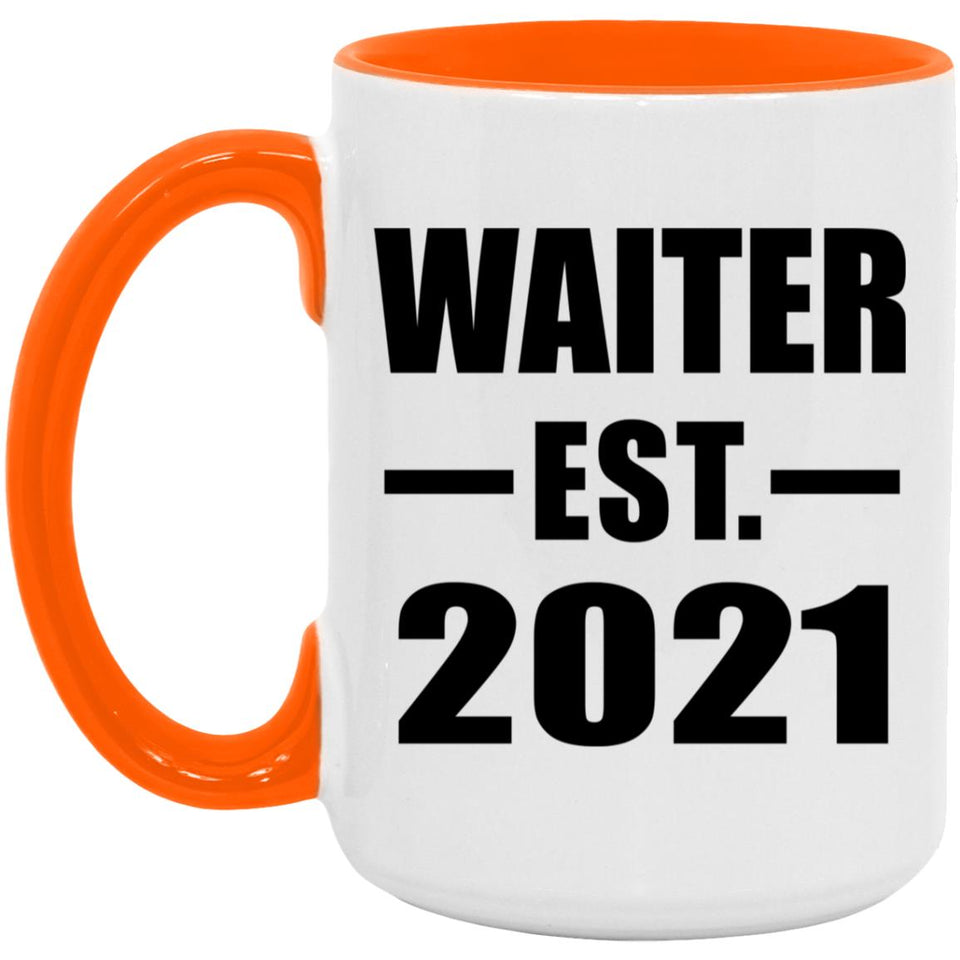 Waiter Established EST. 2021 - 15oz Accent Mug Orange