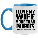I Love My Wife More Than Parrots - 11oz Accent Mug Blue