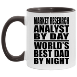Market Research Analyst By Day World's Best Dad By Night - 11oz Accent Mug Black