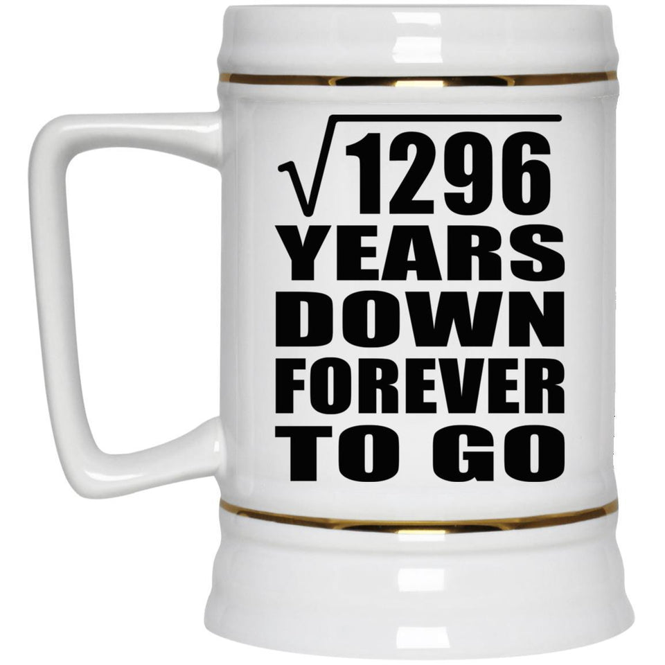 36th Anniversary Square Root of 1296 Years Down Forever To Go - Beer Stein