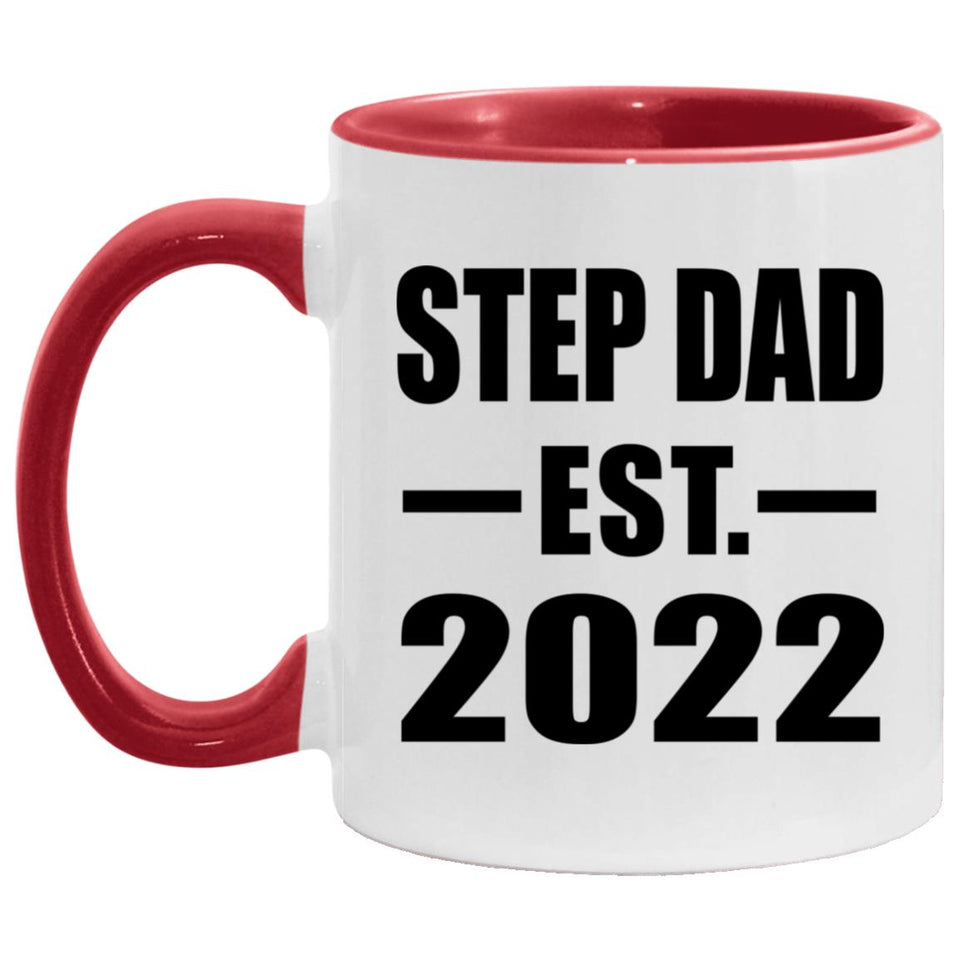 Step Dad Established EST. 2022 - 11oz Accent Mug Red