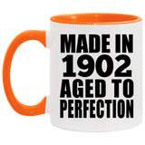 122nd Birthday Made In 1902 Aged To Perfection - 11oz Accent Mug Orange