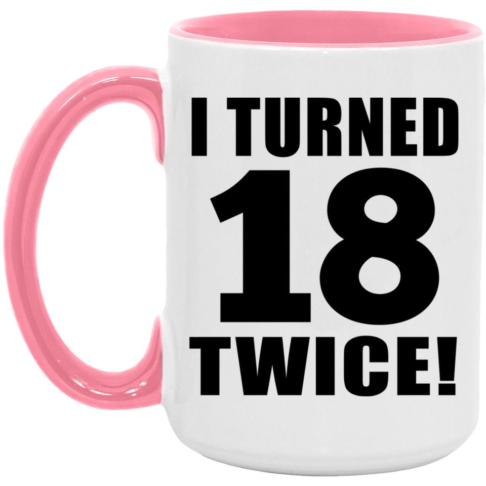 36th Birthday I Turned 18 Twice - 15oz Accent Mug Pink