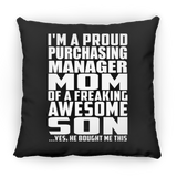 Proud Purchasing Manager Mom Of Awesome Son - Throw Pillow Black
