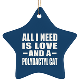 All I Need Is Love And A Polydactyl Cat - Star Ornament