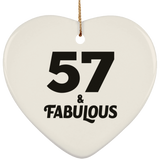 57th Birthday 57 & Fabulous - Heart Ornament