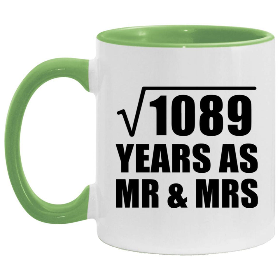 33rd Anniversary Square Root of 1089 Years As Mr & Mrs - 11oz Accent Mug Green