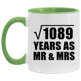 33rd Anniversary Square Root of 1089 Years As Mr & Mrs - 11oz Accent Mug Green