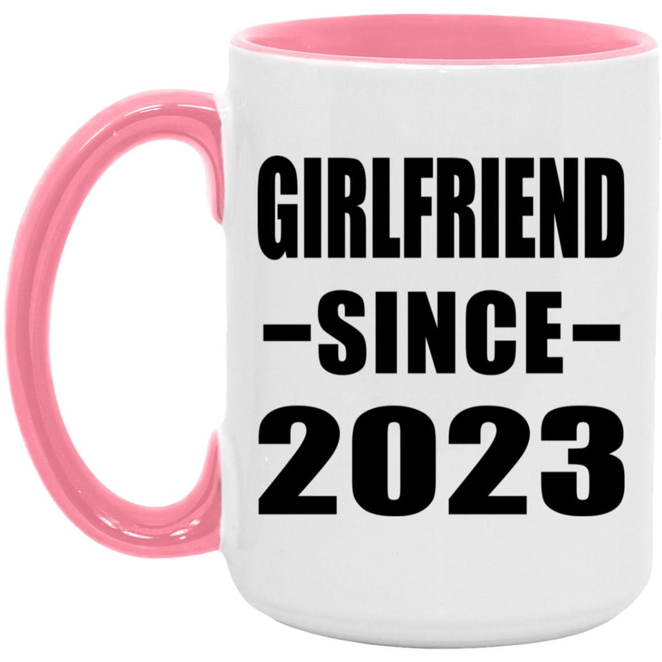 Girlfriend Since 2023 - 15oz Accent Mug Pink