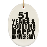 Happy 51st Anniversary 51 Years & Counting - Oval Ornament