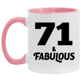 71st Birthday 71 & Fabulous - 11oz Accent Mug Pink