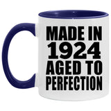100th Birthday Made In 1924 Aged to Perfection - 11oz Accent Mug Purple