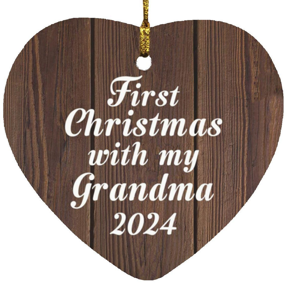 First Christmas With My Grandma 2024 - Heart Ornament D