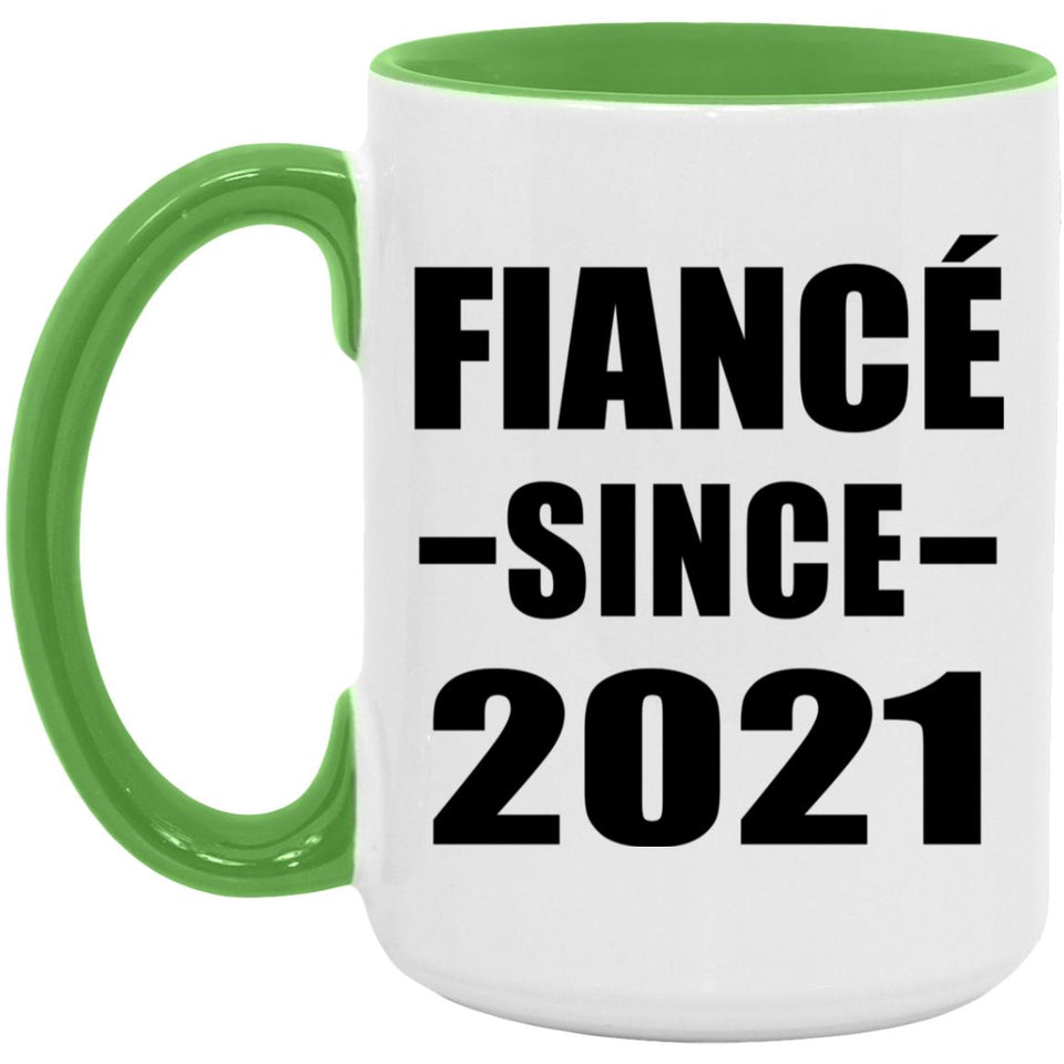 Fiance Since 2021 - 15oz Accent Mug Green