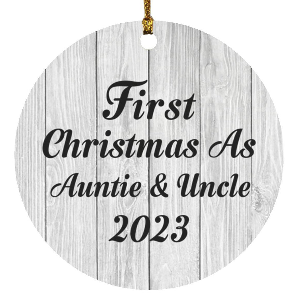 First Christmas As Auntie & Uncle 2023 - Circle Ornament F