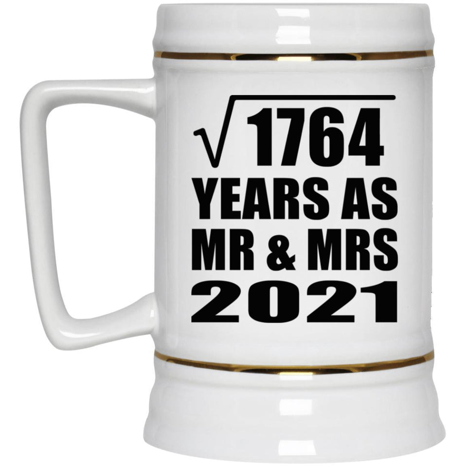 42nd Anniversary Square Root of 1764 Years As Mr & Mrs 2021 - Beer Stein