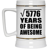 76th Birthday Square Root of 5776 Years of Being Awesome - Beer Stein