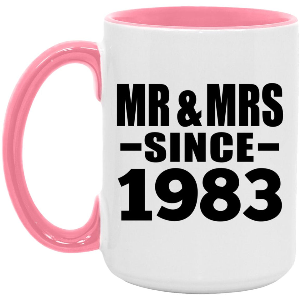 41st Anniversary Mr & Mrs Since 1983 - 15oz Accent Mug Pink