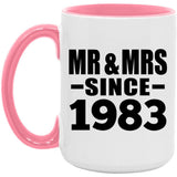 41st Anniversary Mr & Mrs Since 1983 - 15oz Accent Mug Pink