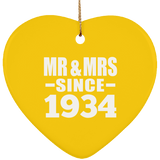 90th Anniversary Mr & Mrs Since 1934 - Heart Ornament