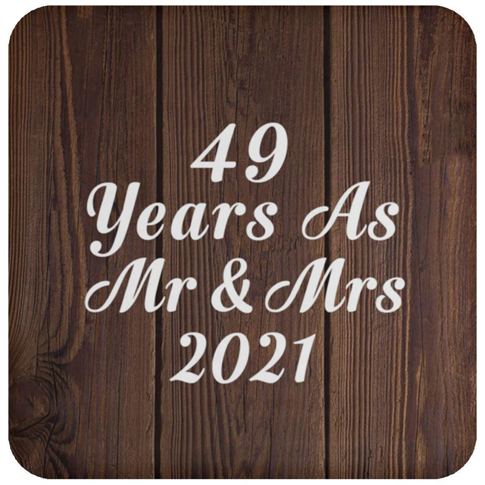 49th Anniversary 49 Years As Mr & Mrs 2021 - Drink Coaster D