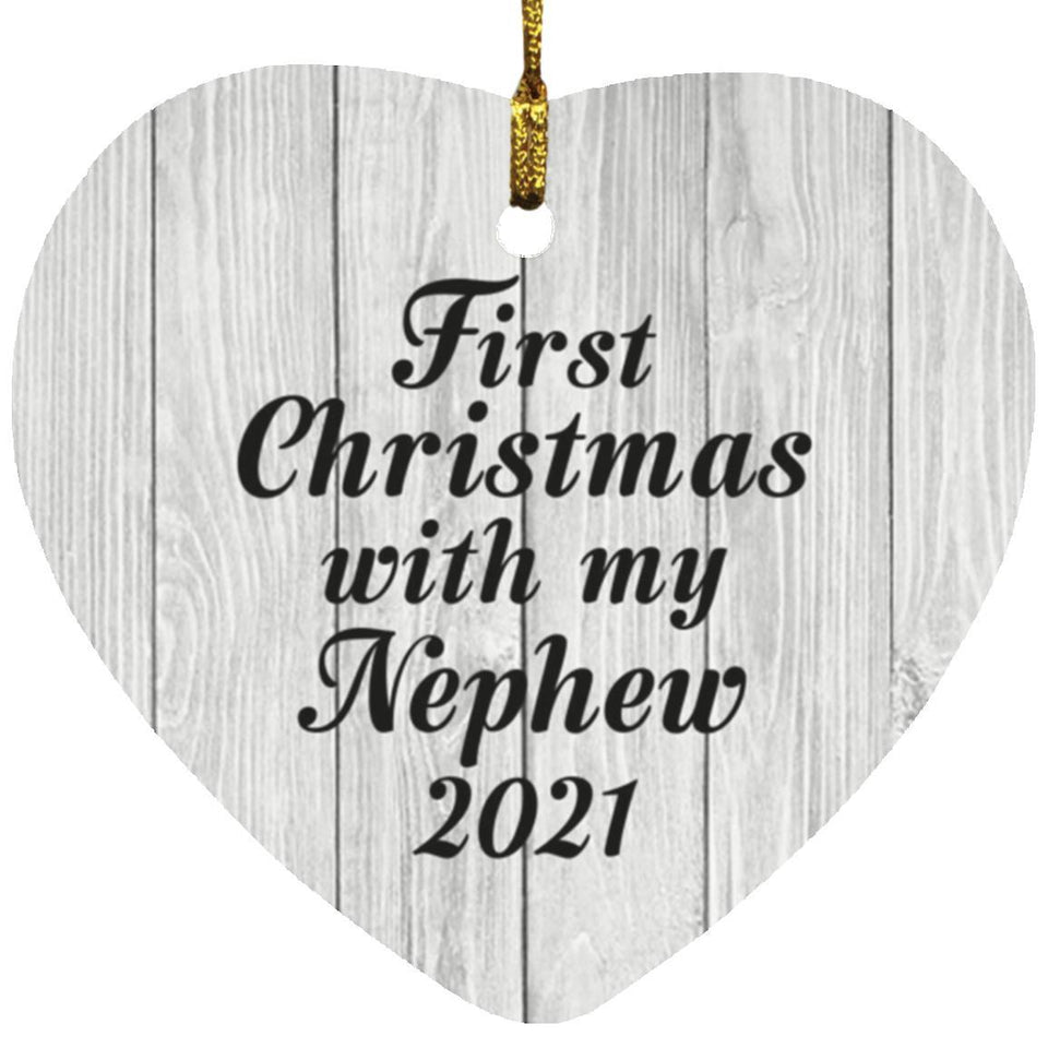 First Christmas With My Nephew 2021 - Heart Ornament F