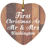 First Christmas As Mr & Mrs Washington - Heart Ornament E