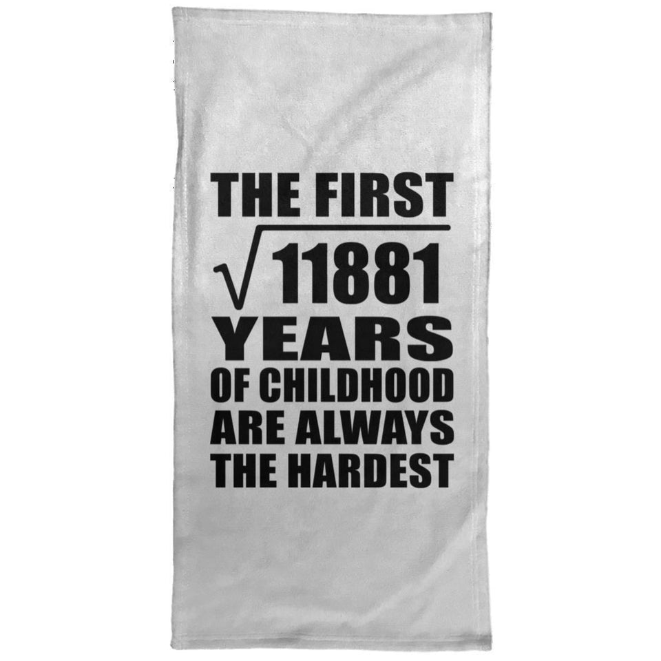 109th Birthday Square Root of 11881 Years of Childhood - Hand Towel