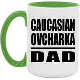 Caucasian Ovcharka Dad - 15oz Accent Mug Green