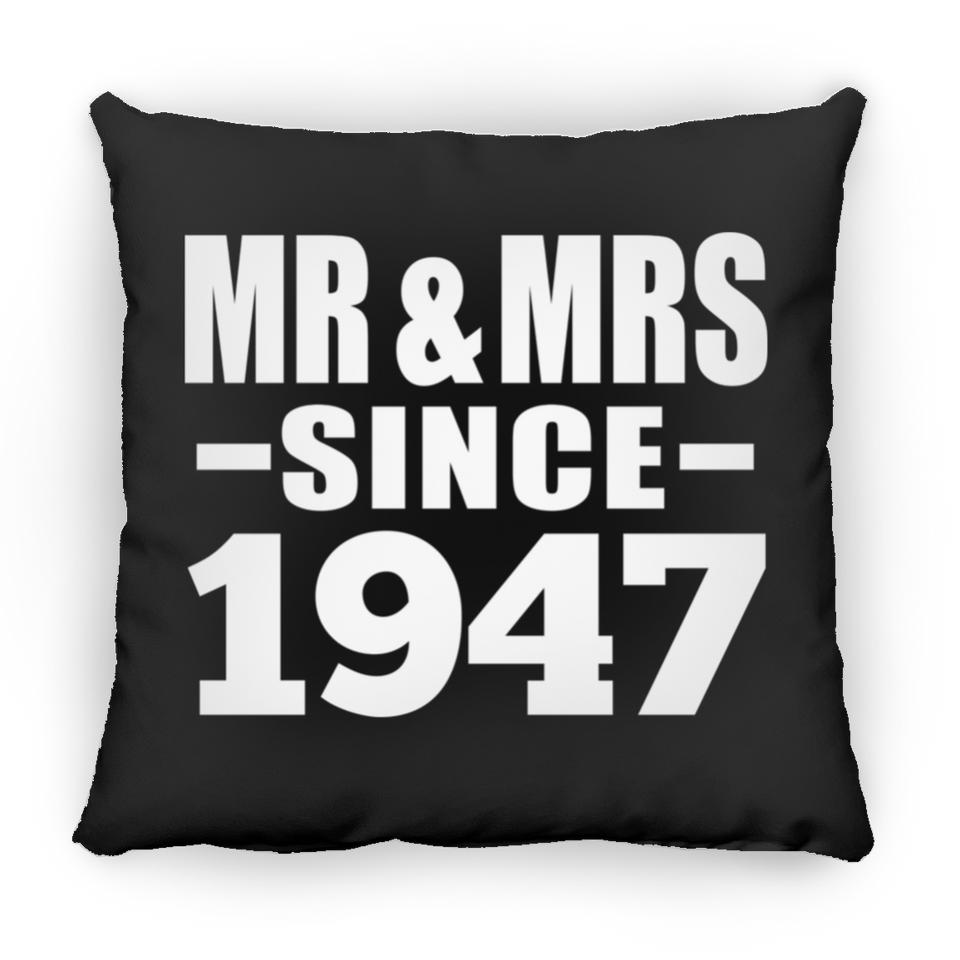77th Anniversary Mr & Mrs Since 1947 - Throw Pillow Black