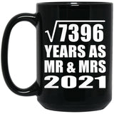 86th Anniversary Square Root of 7396 Years As Mr & Mrs 2021 - 15oz Coffee Mug Black